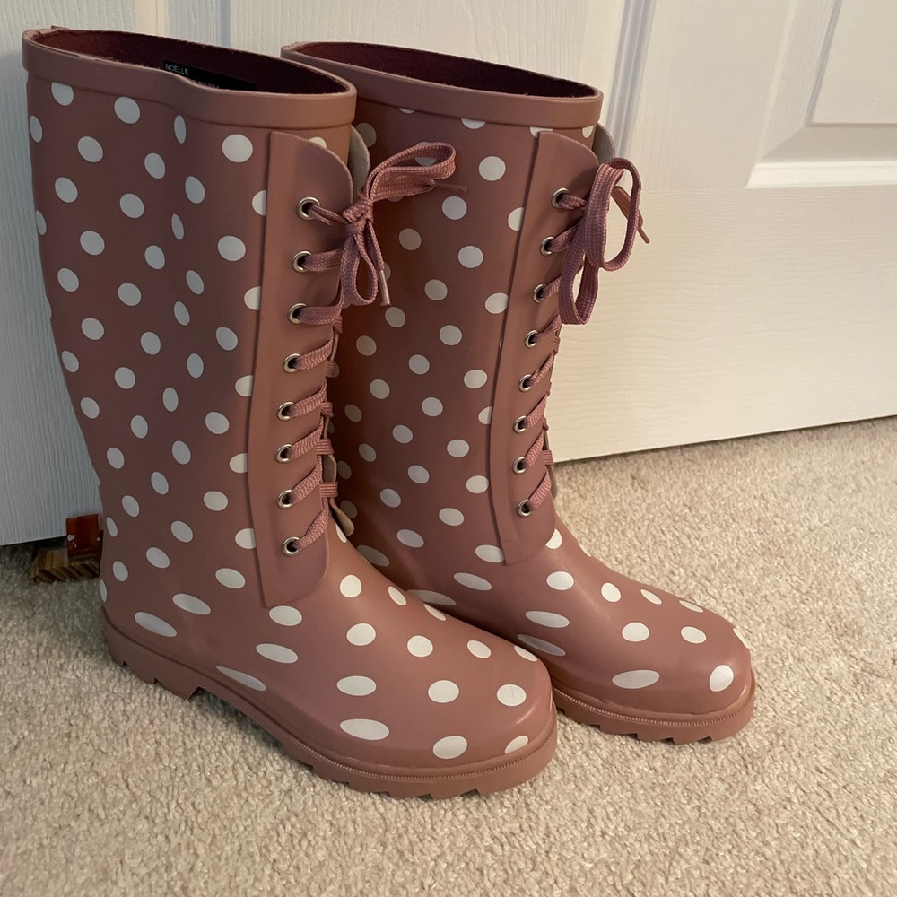 Pink Polka Dot Rain Boots